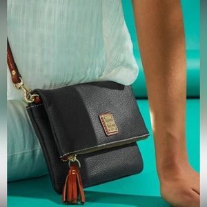 Black Donney & Bourke flap over crossbody purse.
